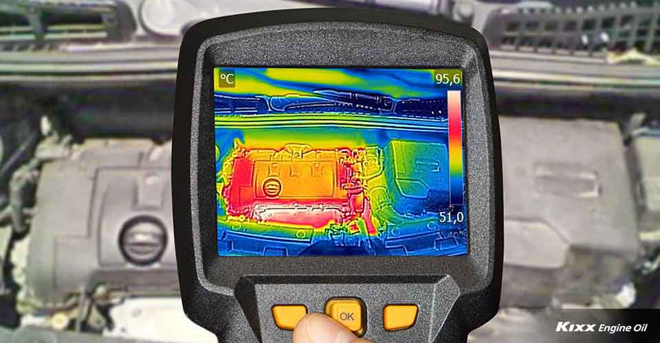 Engine oil dispersing heat and keeping the engine cool